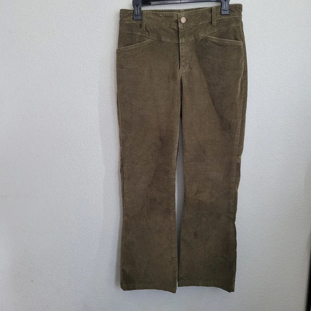 Peruvian Connection Women's Velveteen Cropped Legs Jeans 6 Green Cotton Crop - Picture 2 of 13